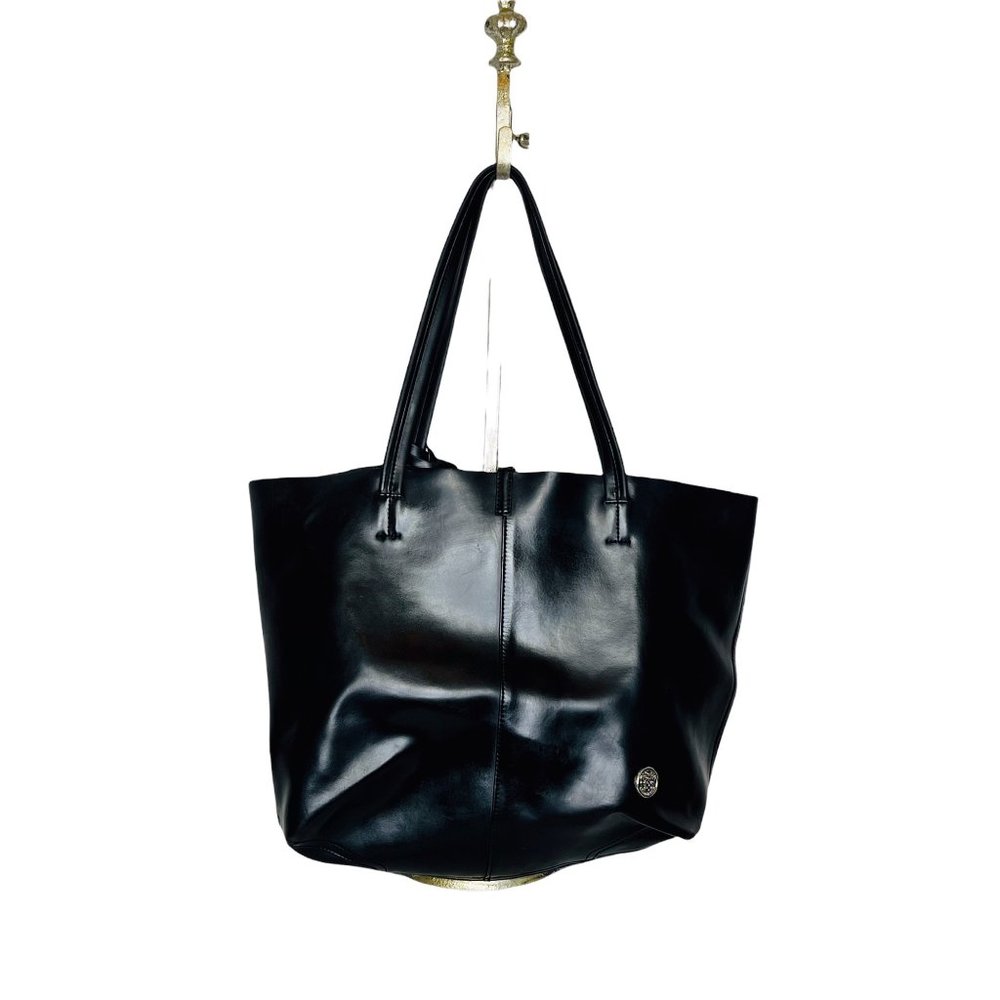 Vince Camuto Leila Perforated Leather Shopper Tote Bag Black 18.5โ x 12.5โ EUC - Picture 6 of 12